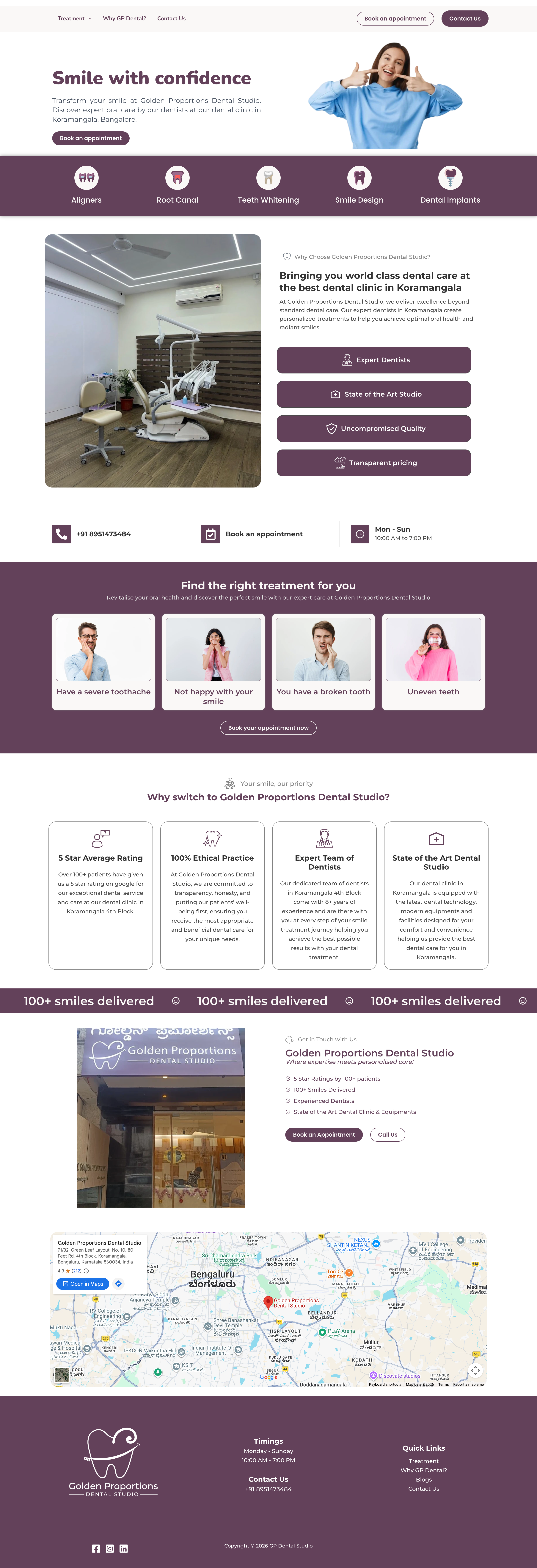 Golden Proportions website on desktop, full page